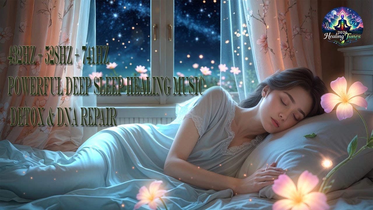 432Hz + 528Hz + 741Hz | Powerful Deep Sleep Healing Music – Detox & DNA Repair