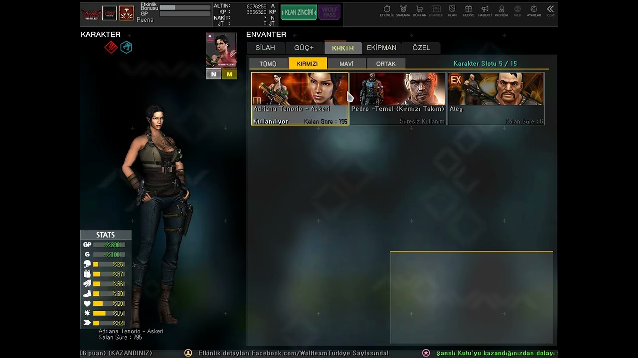 WOLFTEAM SATILIK 3 ELMAS SÜRESİZ LEGENDLİ FULL+FULL VİP HESAP BOL SÜRESİZLİ MSNLİ