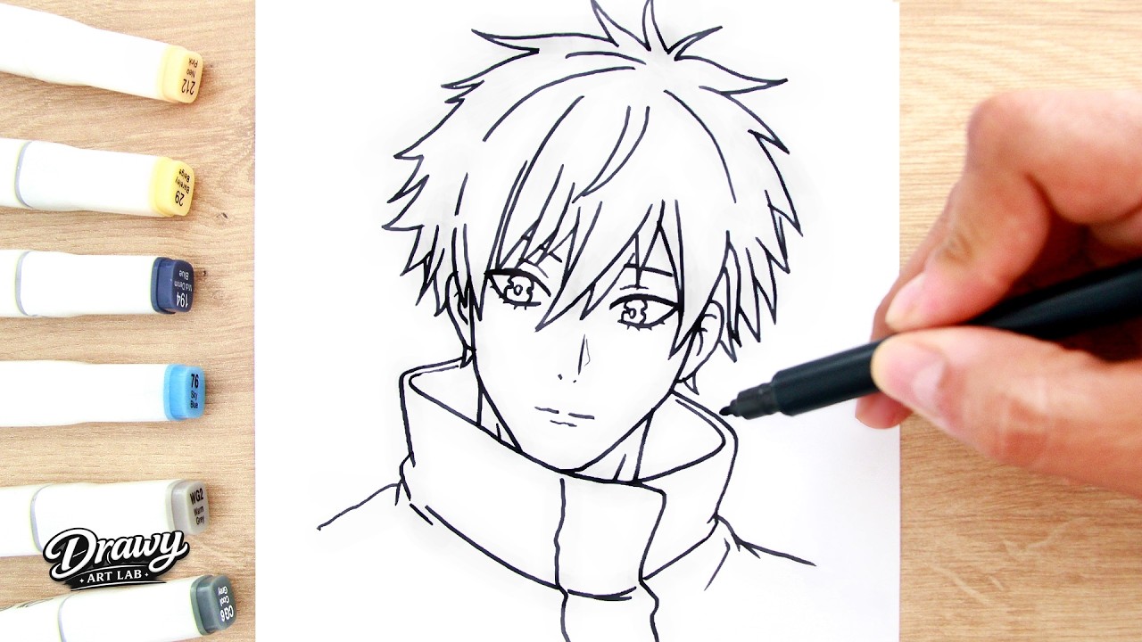 Drawing and Coloring GOJO SATORU with Markers ✍️ | Anime Art Tutorial