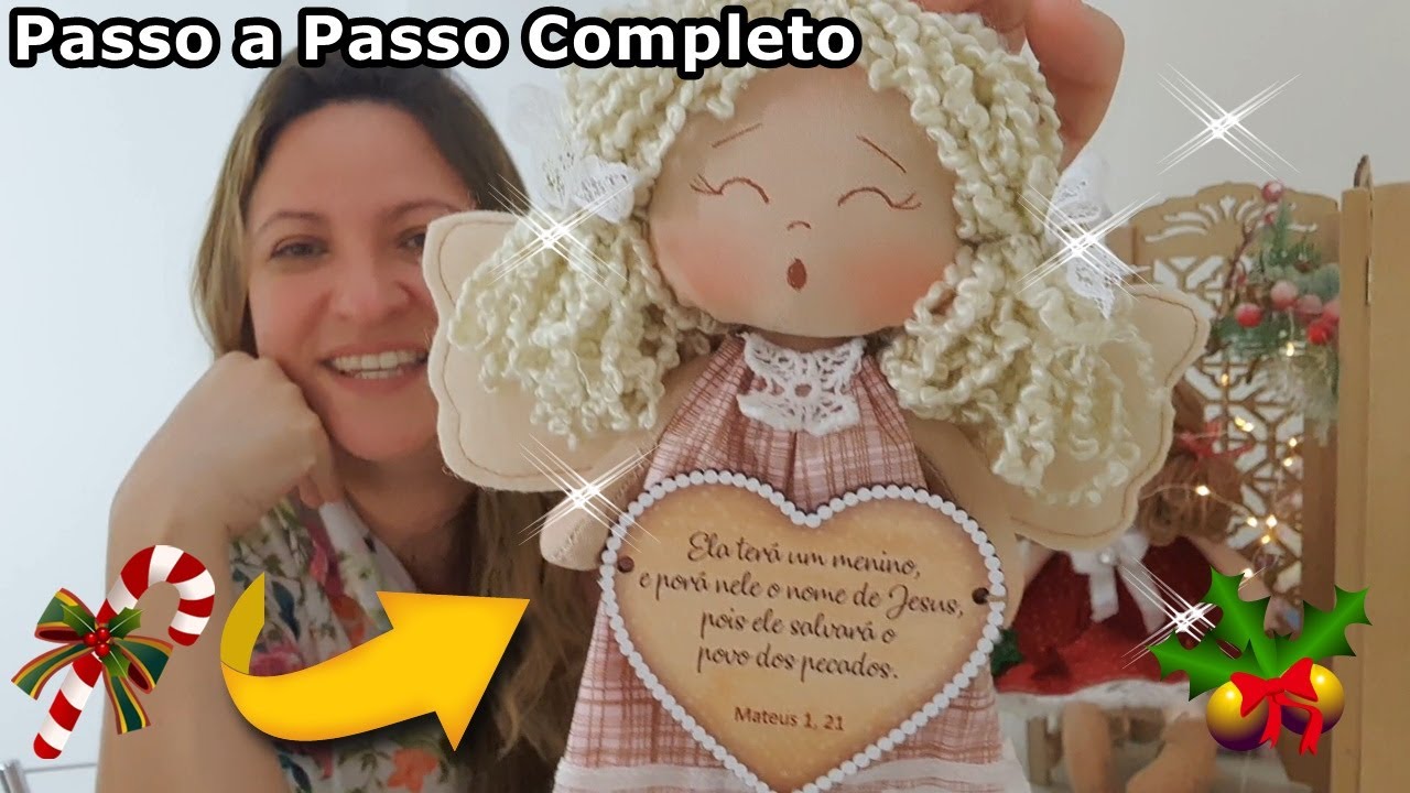 FAÇA ANJINHA de NATAL , Linda BONECA IDÉIA para FAZER E VENDER ! PASSO A PASSO COMPLETO COM MOLDE