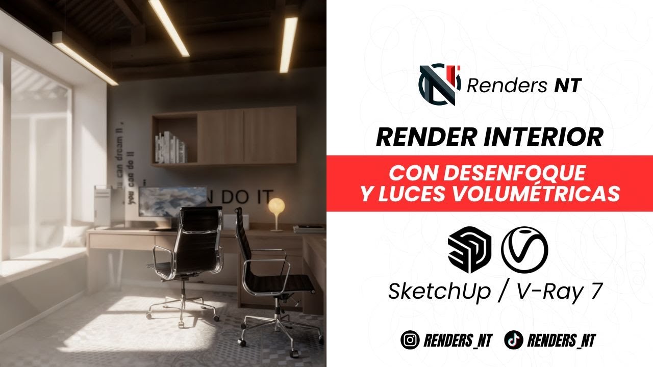 Crea este increíble RENDER REALISTA con desenfoque y luces volumétricas en VRAY para SKETCHUP
