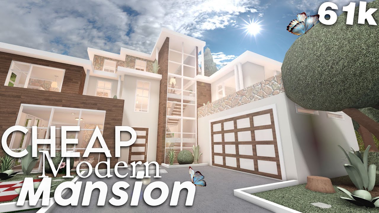 Cheap Modern Mansion Home | Welcome to Bloxburg (no advanced placing) Speed Build