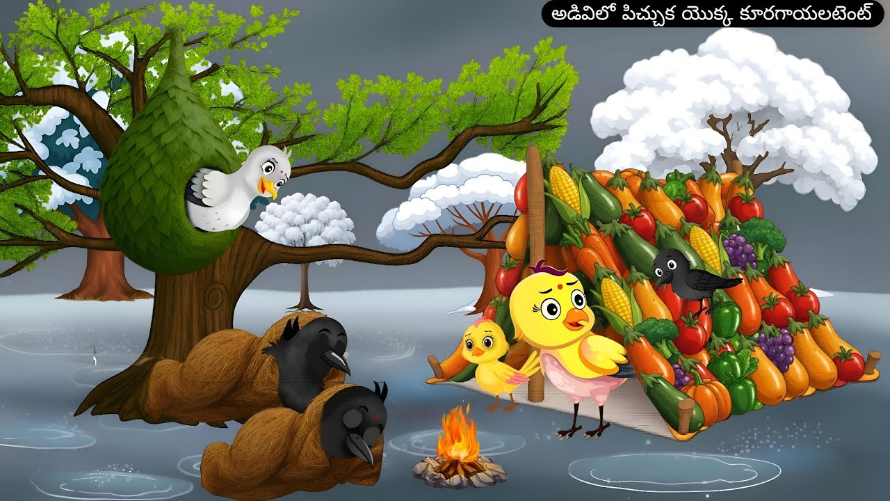 అడివిలో పిచ్చుక యొక్క కూరగాయలటెంట్ | Telugu Birds Cartoon | Moral story | Renu pichuka |
