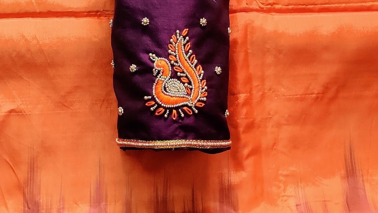 Grand looking peacock embroidery using satin stitch,lazy Daisy, bead work |DetailedTutorial