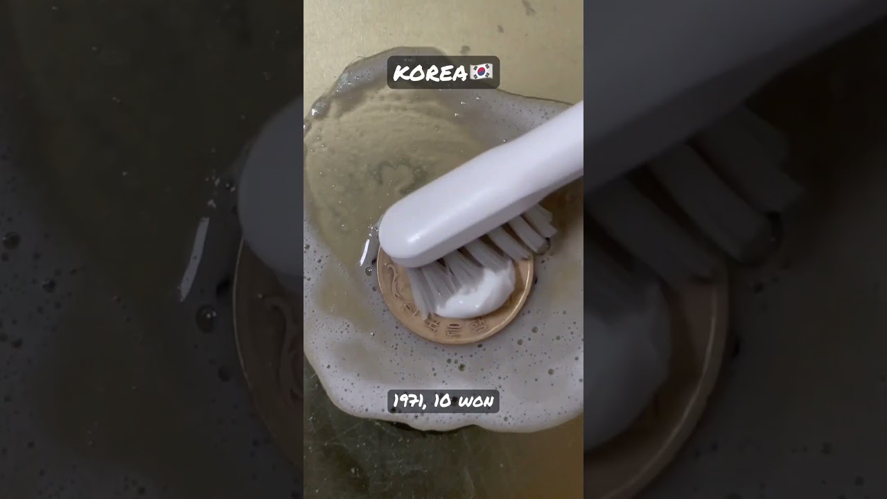 Korea🇰🇷 1971, 10won coin restoration polishing #satisfying #shorts