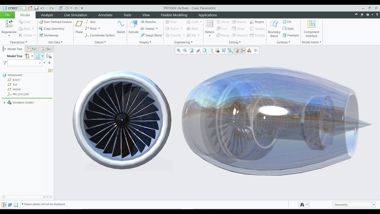 Flight engine in 3D | Flight engine design | Creo advance model | creo complex design | Creo project