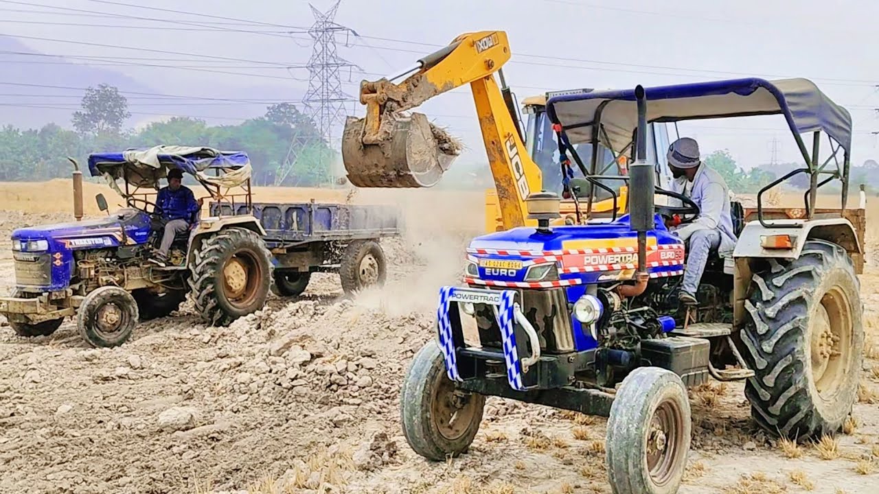 Kirloskar JCB 3dx Backhoe Loading Mud in  Mahindra Tractor Trolly and JCB cartoon video