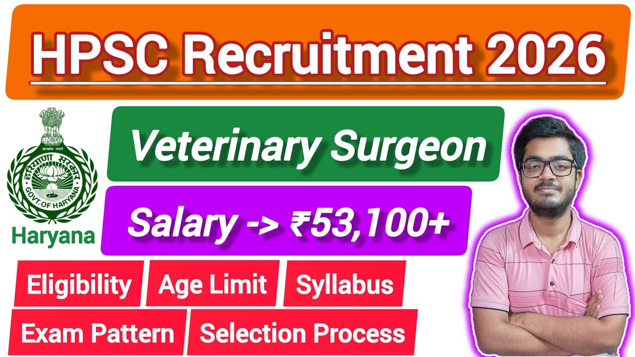 HPSC Veterinary Surgeon Recruitment 2026 || 162 Vacancies || Salary ₹53,100 || Apply Online || #hpsc