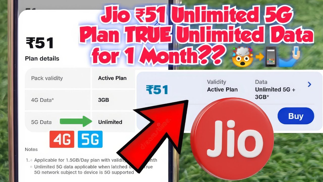 𝗝𝗶𝗼 ₹𝟱𝟭 𝗨𝗻𝗹𝗶𝗺𝗶𝘁𝗲𝗱 𝟱𝗚 𝗣𝗹𝗮𝗻 - 𝗧𝗥𝗨𝗘 𝗨𝗻𝗹𝗶𝗺𝗶𝘁𝗲𝗱 𝗗𝗮𝘁𝗮 𝗳𝗼𝗿 𝟭 𝗠𝗼𝗻𝘁𝗵?? 🤯📲🤳🏻