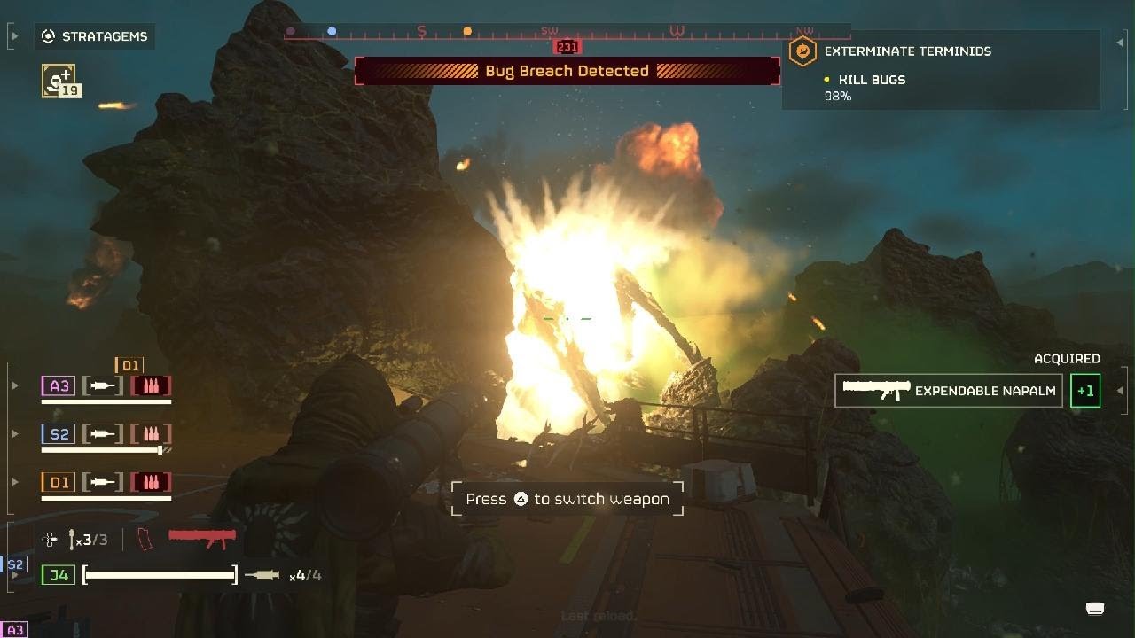 HELLDIVERS 2 Expendable Napalm vs Bile Titan