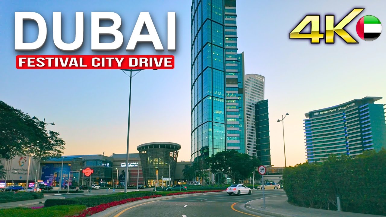 [4K] 🇦🇪 UAE Sunset Drive: Al Nahda Sharjah to Dubai Festival City Mall | January Festive Vibes