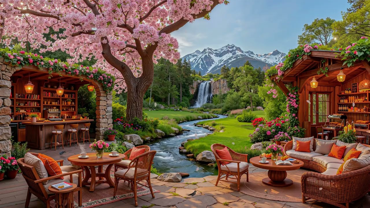 Gentle Lakeside Wooden Café Jazz 🌸 Warm Jazz Sounds Creating a Calm Retreat