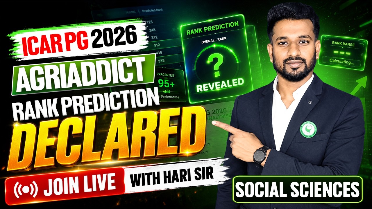 ICAR PG Social Sciences 2026 Accurate Rank Prediction| Complete Details by Hari sir