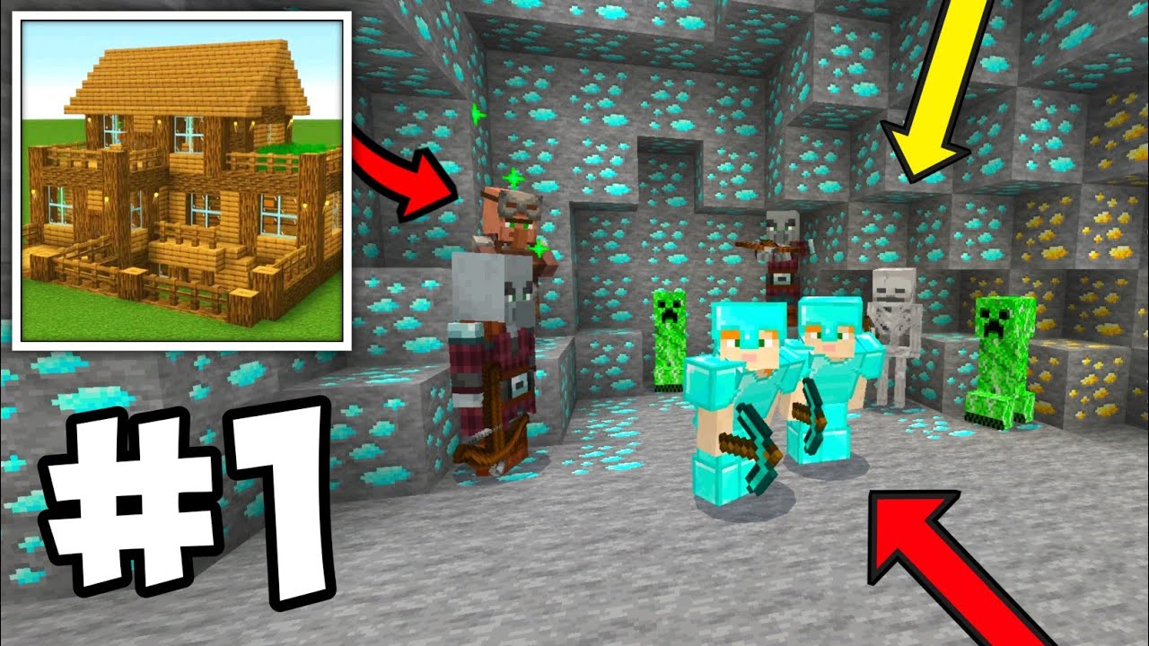 Diamonds & Village: Building World Craft City Multiplayer Survival Walkthrough Part 1