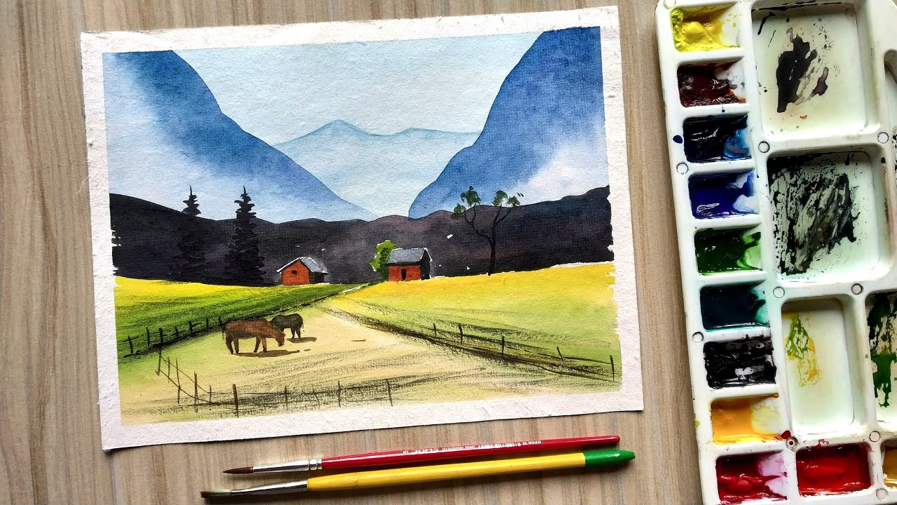 Watercolor Mountain Landscape Painting Tutorial | Artist Watercolor Paints | Draw with David