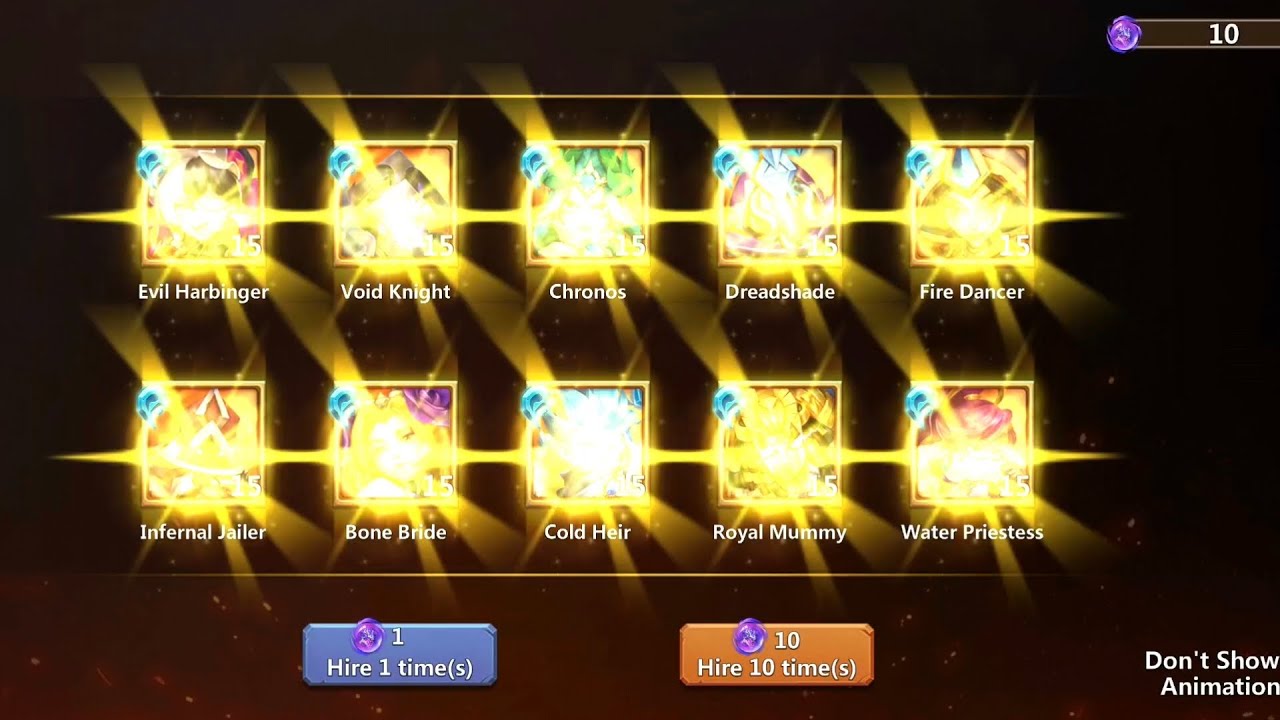Rolling for NECROFICA, 200 CRYSTAL ROLLS + 300 Hero Coins - Castle Clash Pure F2P