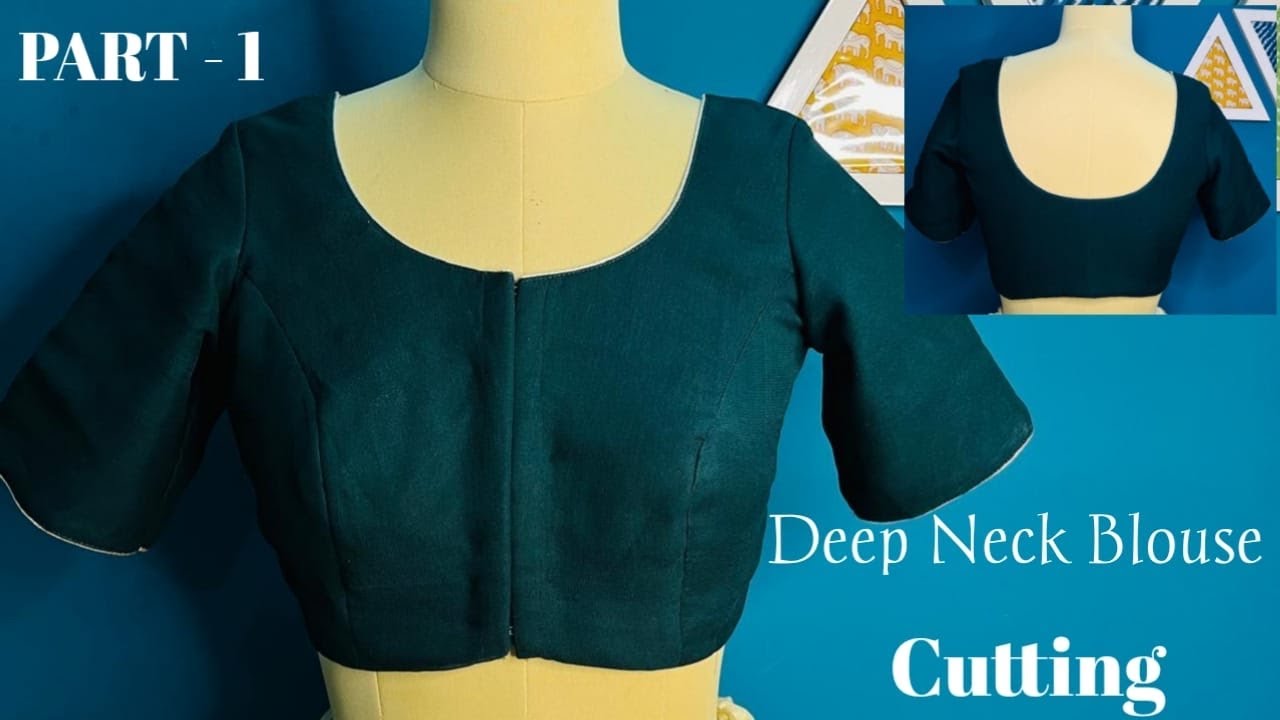 Front & Back Deep Neck Blouse Full Cutting || Step by Step Cutting Tutorial ||