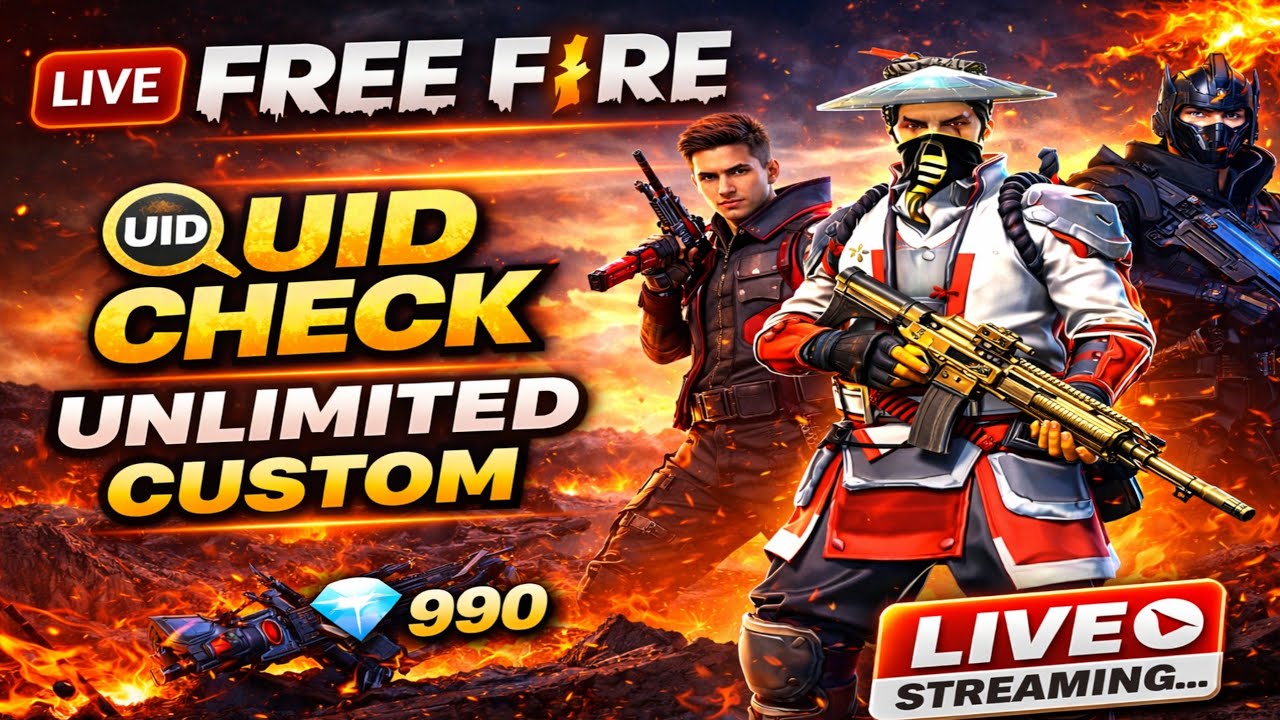 Welcome  Back To My Live Stream🛑 // Uid Check & Unlimited Custom Room // Garena Free Fire