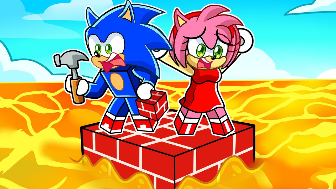 CONSTRUYE Para SOBREVIVIR a La LAVA con SONIC Y AMY en Roblox!
