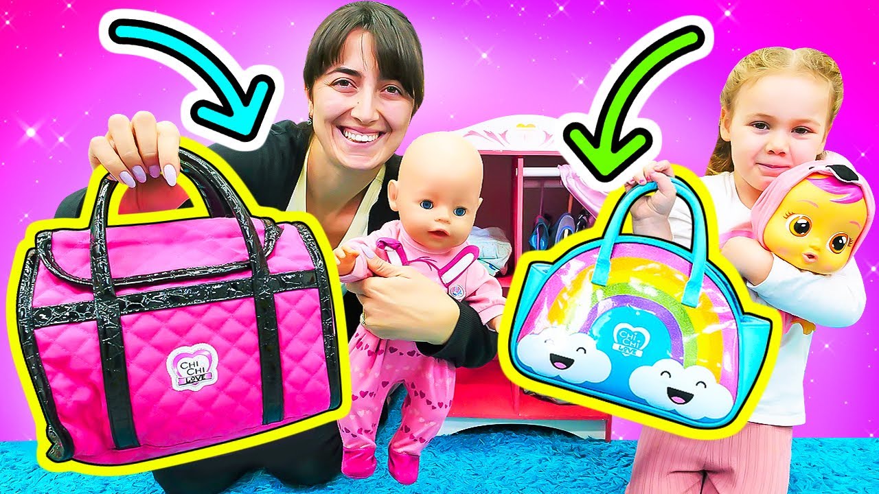 Oyuncak bebek videosu - Cry Baby ve Baby Born için çanta hazırlıyoruz! Sevcan ve Derin!