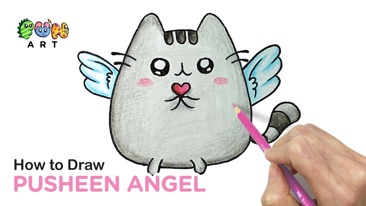 How To Draw PUSHEEN CAT | ANGEL | VERY EASY~!