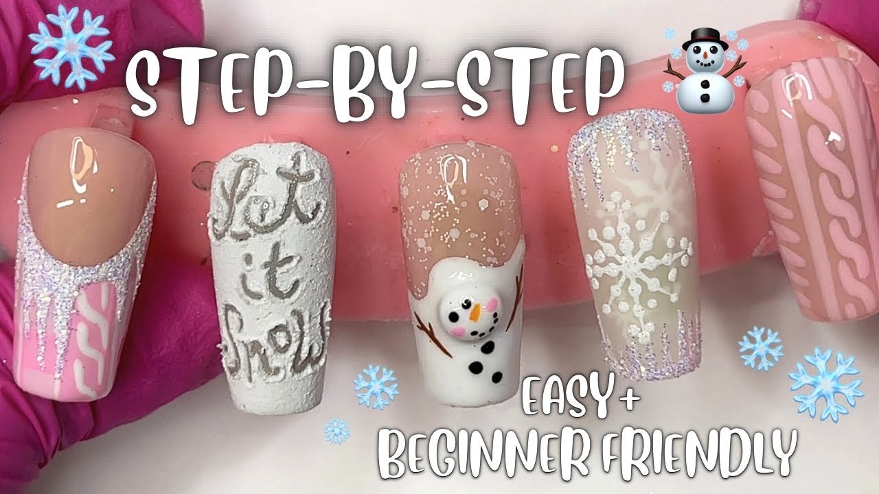 БЫСТРЫЙ И ПРОСТОЙ зимний дизайн ногтей! ПОДРОБНЫЙ ИНСТРУКЦИЯ 💅🏼☃️🫶🏼