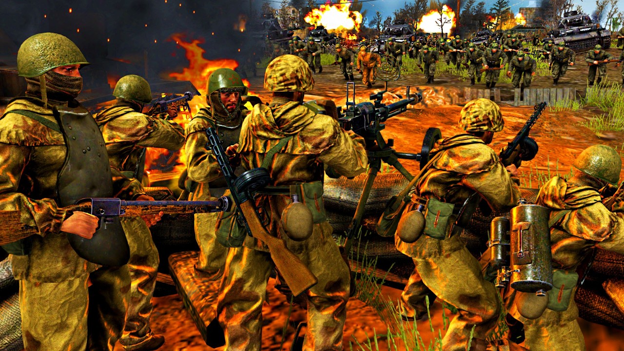 Can 300 Red Army Hold SIEGE vs 6,000 GERMAN ARMY Invasion?! - Gates of Hell: Base Building