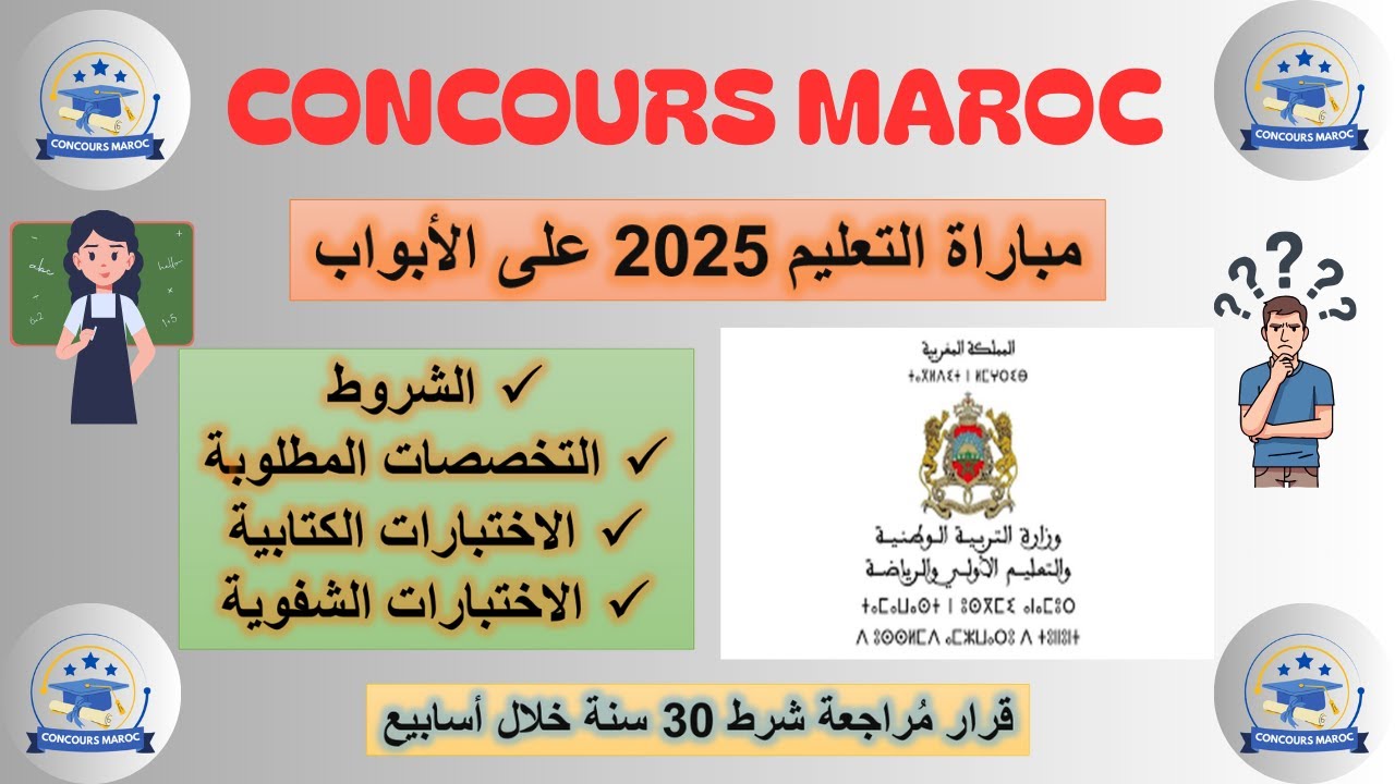 مباراة التعليم 2025 على الأبواب : الشروط، التخصصات المطلوبة، الاختبارات الكتابية والشفوية