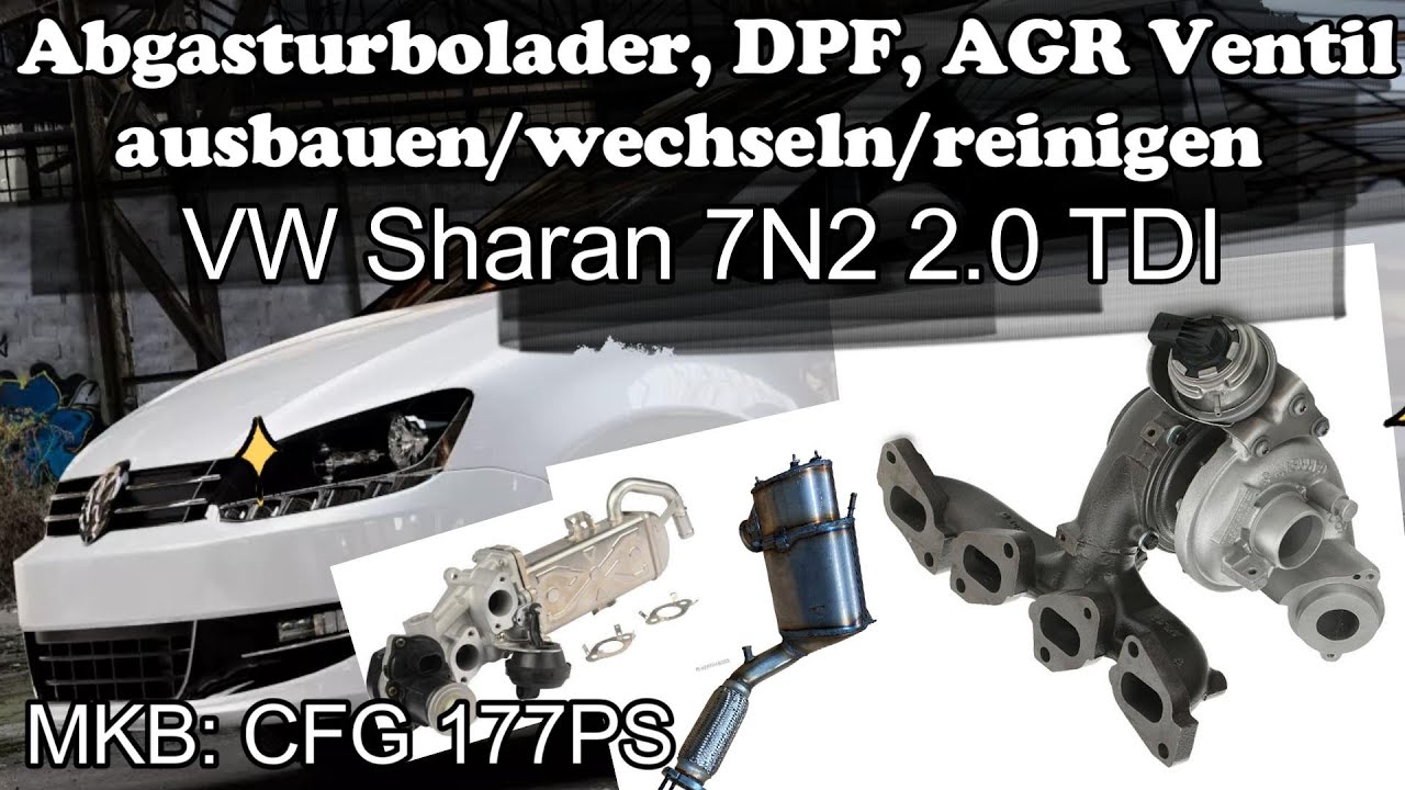 Turbolader, DPF, AGR Ventil ausbauen VW Sharan 7N2 (Remove turbocharger, DPF, EGR valve from VW 7N2)