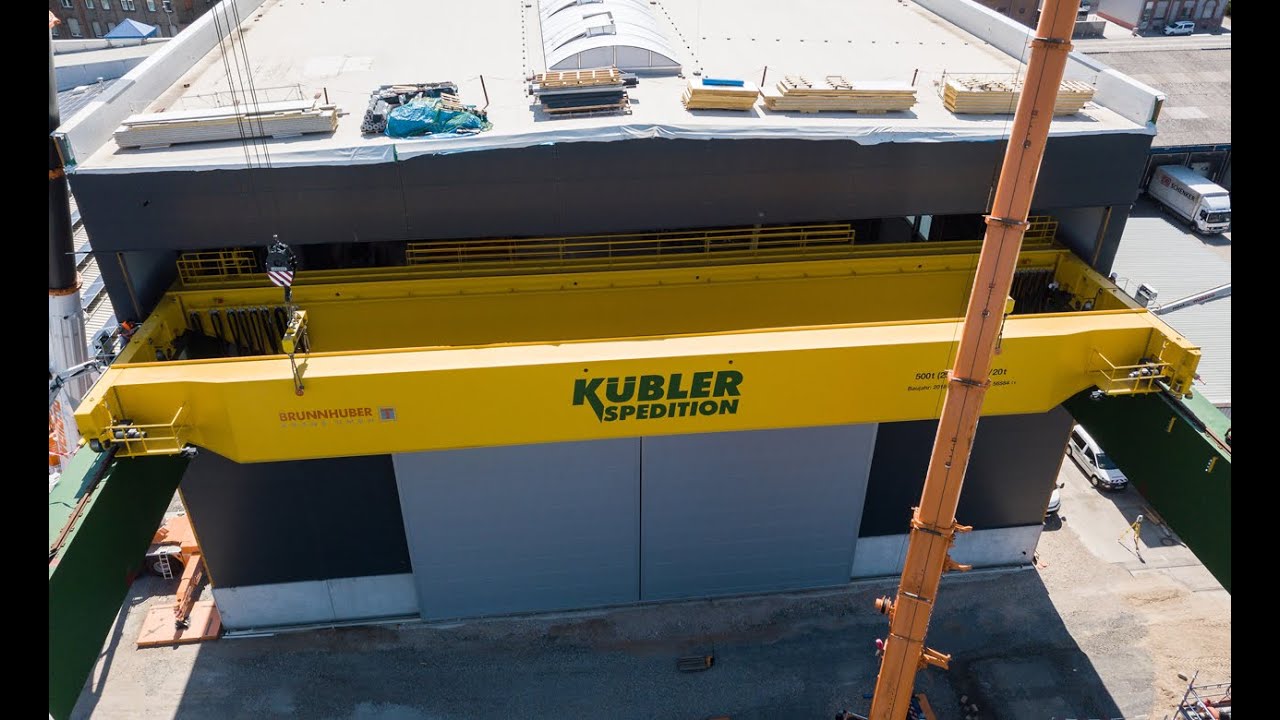 BRUNNHUBER 500t Hallentransportkran für neues Schwergutzentrum in Mannheim der Spedition Kübler