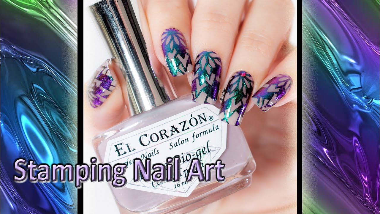 Stamping design with chrome flakes / Стэмпинг дизайн хромовым пигментом