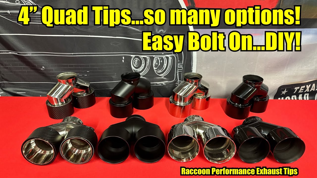 BOLT ON exhaust tips for Dodge Challenger RT, Scat Pack, Hellcat! Raccoon Performance!