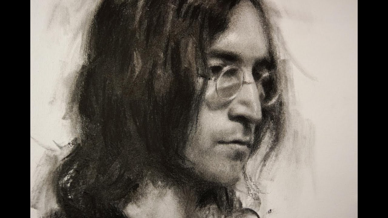 Retrato John Lennon carboncillo carbón