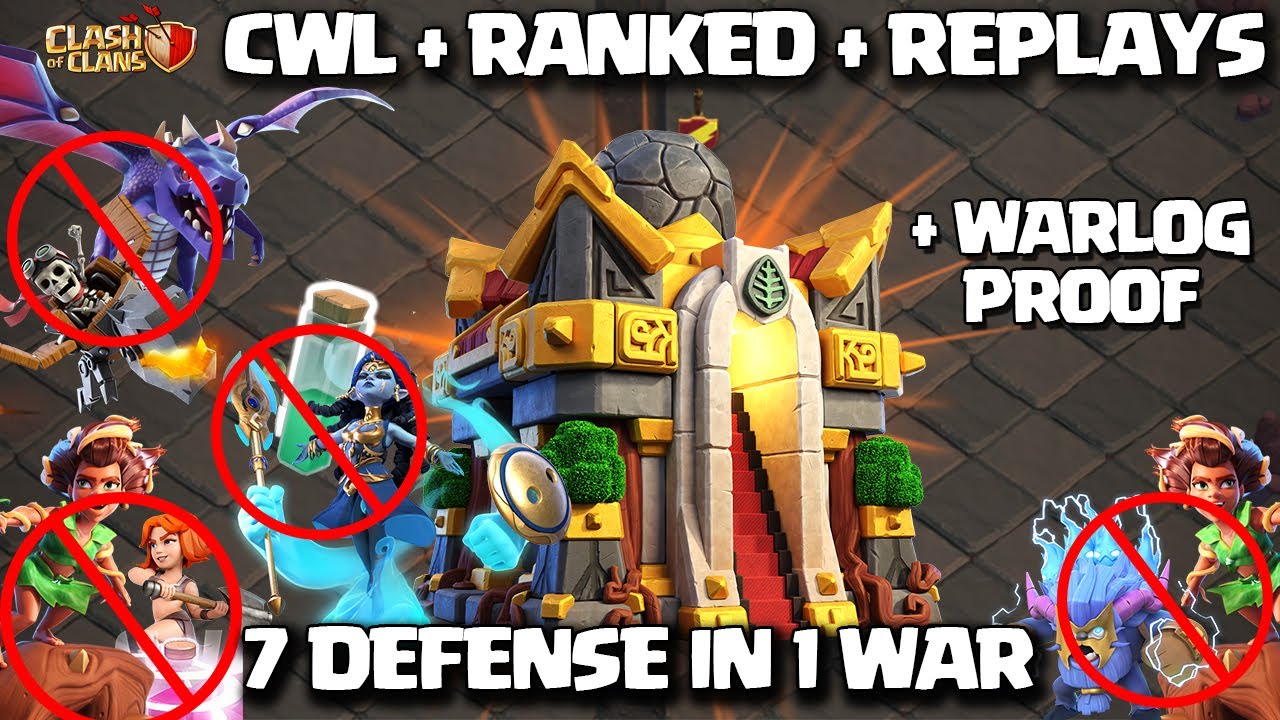 7 Defense in 1 WAR! New Th16 Base After Update🔥Th16 WAR Base Anti RC Charge Anti Root Rider & Dragon