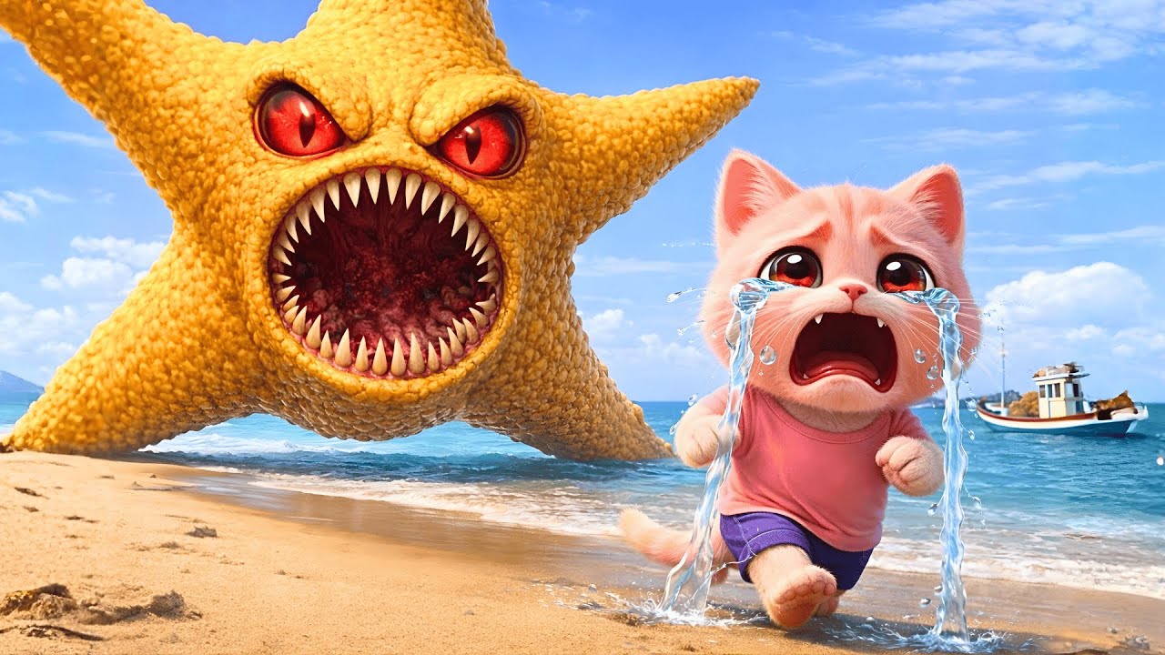 😭Kitten Sacrificed Itself To Save Its Mother🐾The Battle Against The Giant Starfish Monster🤕CAT STORY