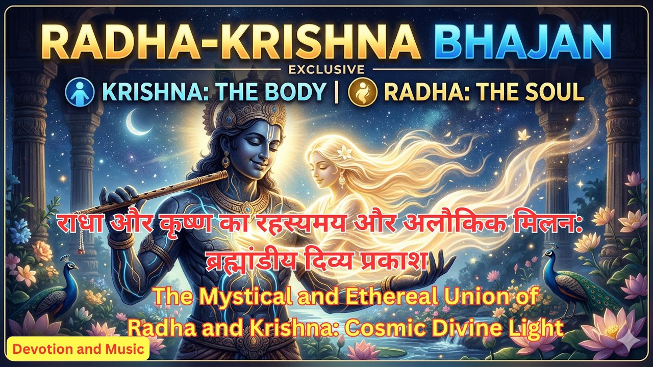 The Mystical and Ethereal Union of Radha and Krishna Cosmic Divine Light Art;