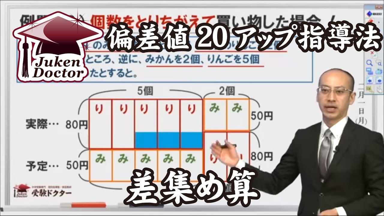 「偏差値２０アップ指導法」より「差集め算」