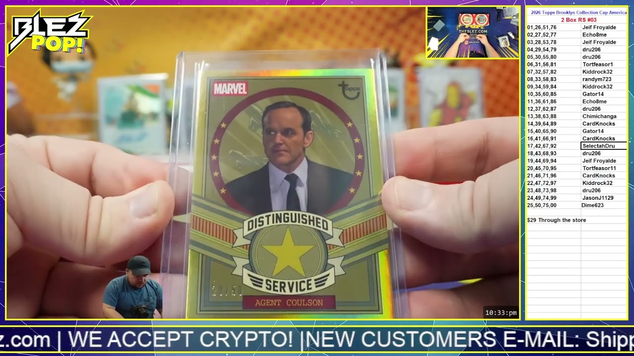 Коллекция Topps Brooklyn 2026, Капитан Америка, 2 коробки, случайный серийный номер #03