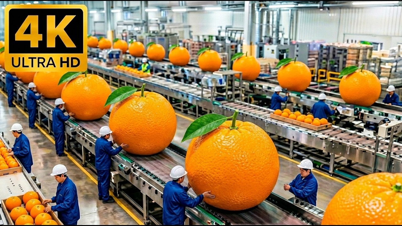 Millones de Naranjas Convertidas en Jugo en una Mega Fábrica