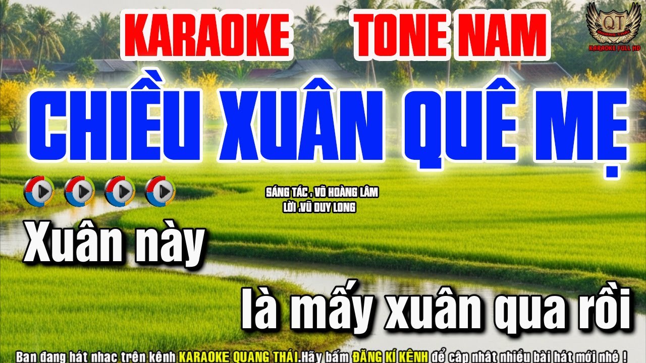Chiều Xuân Quê Mẹ Karaoke Tone Nam - Nhạc Sống Quang Thái