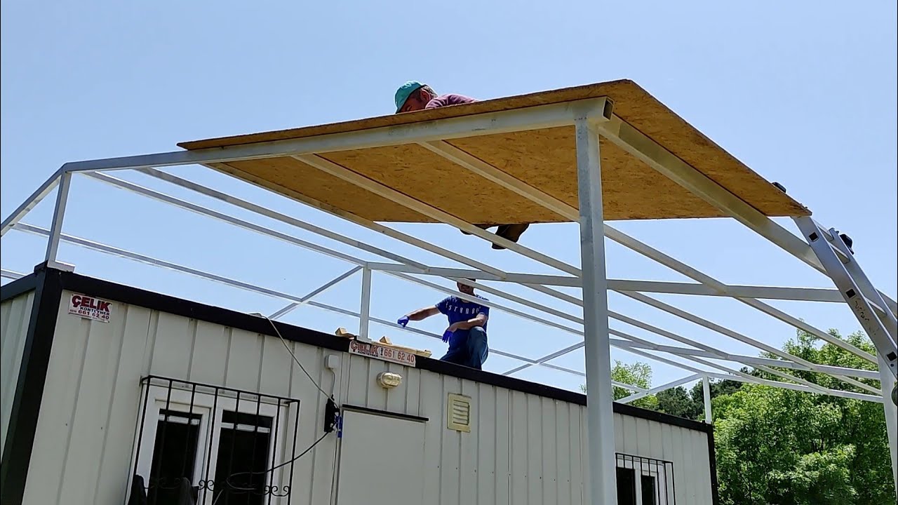 Konteyner a Çatı Yapmak. | Prefabrik ev çatısı profilden nasıl yapılır ?