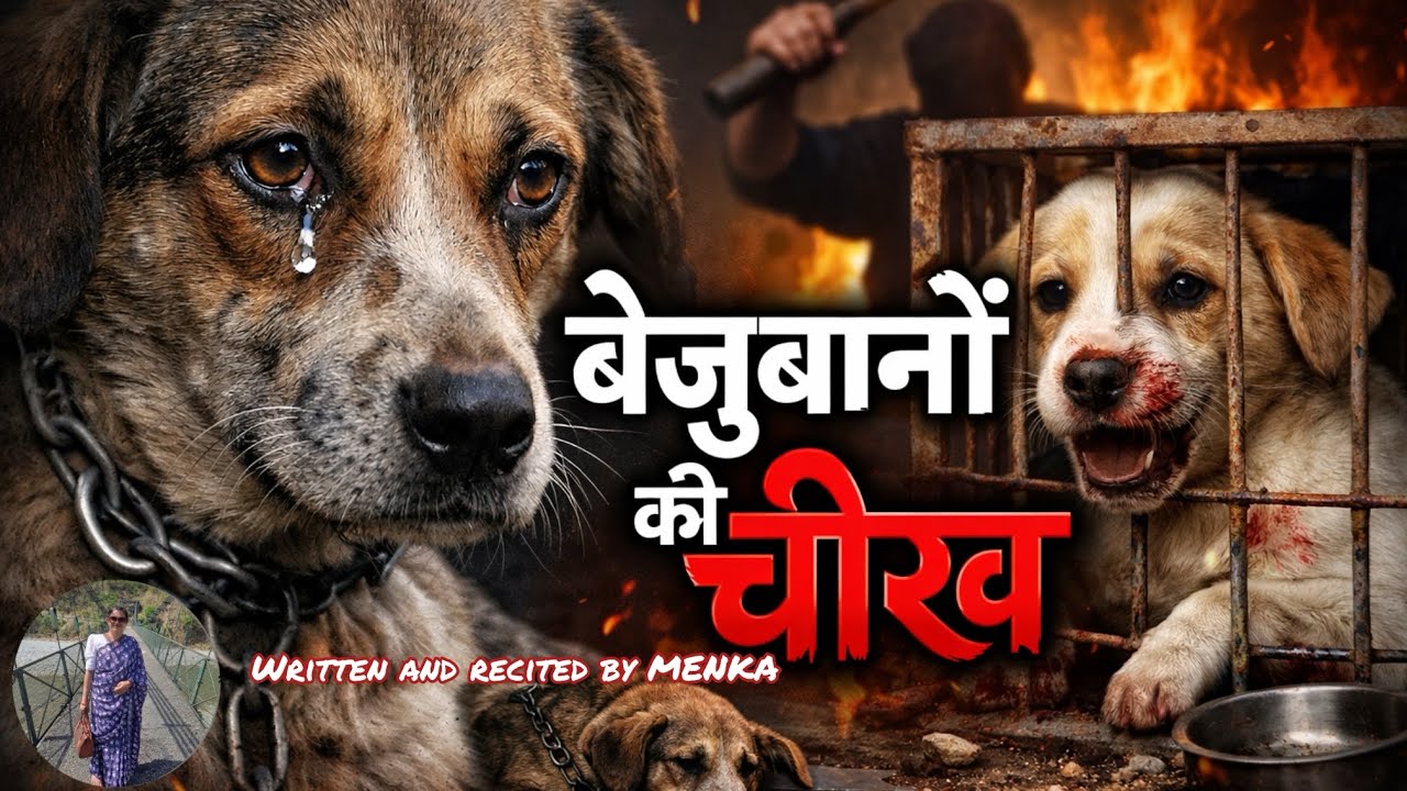 Hindi poem l￼🥺बेज़ुबानों की चीख😥| इंसान से सवाल करती कविताl justice for animals lmenkakikavyashala 