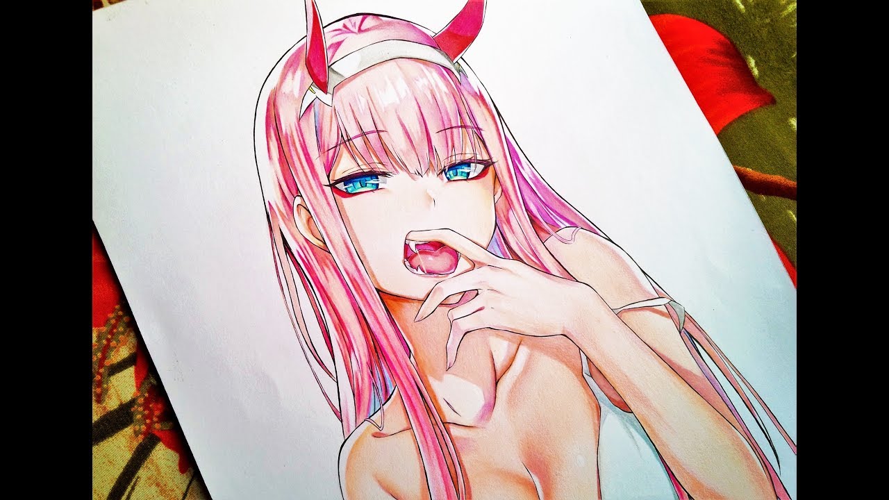 Drawing - Zero Two Step by step [Darling In The Franxx]ダーリン・イン・ザ・フランキス