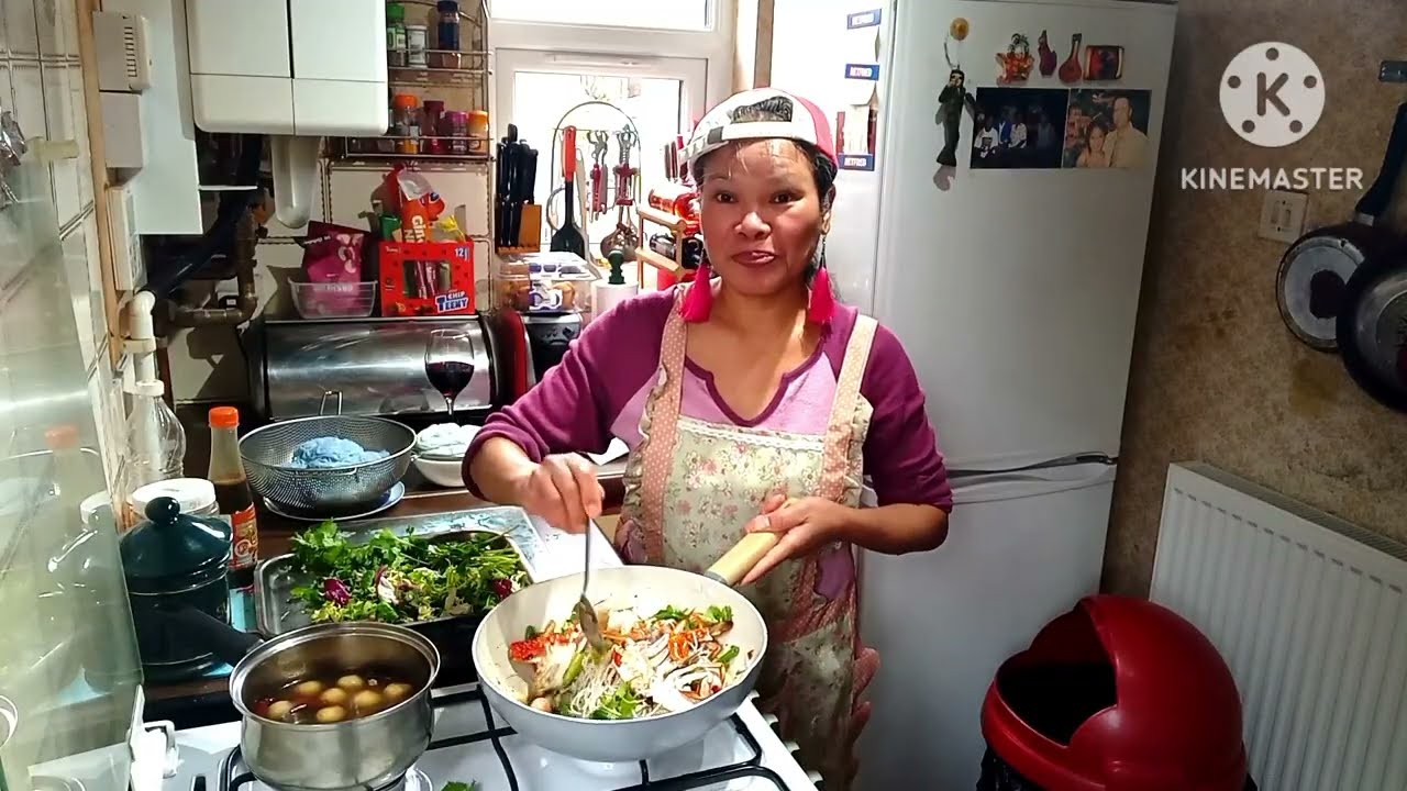 #ยำขนมจีนทะเล# to cook Thai spicy noodles salad easy again 😁👍🍷🩵#####