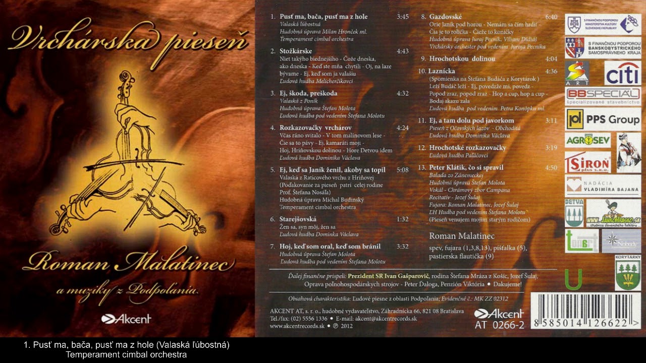 Roman Malatinec - 01 Pusť ma, bača, pusť ma z hole  (Valaská ľúbostná) Temperament cimbal orchestra