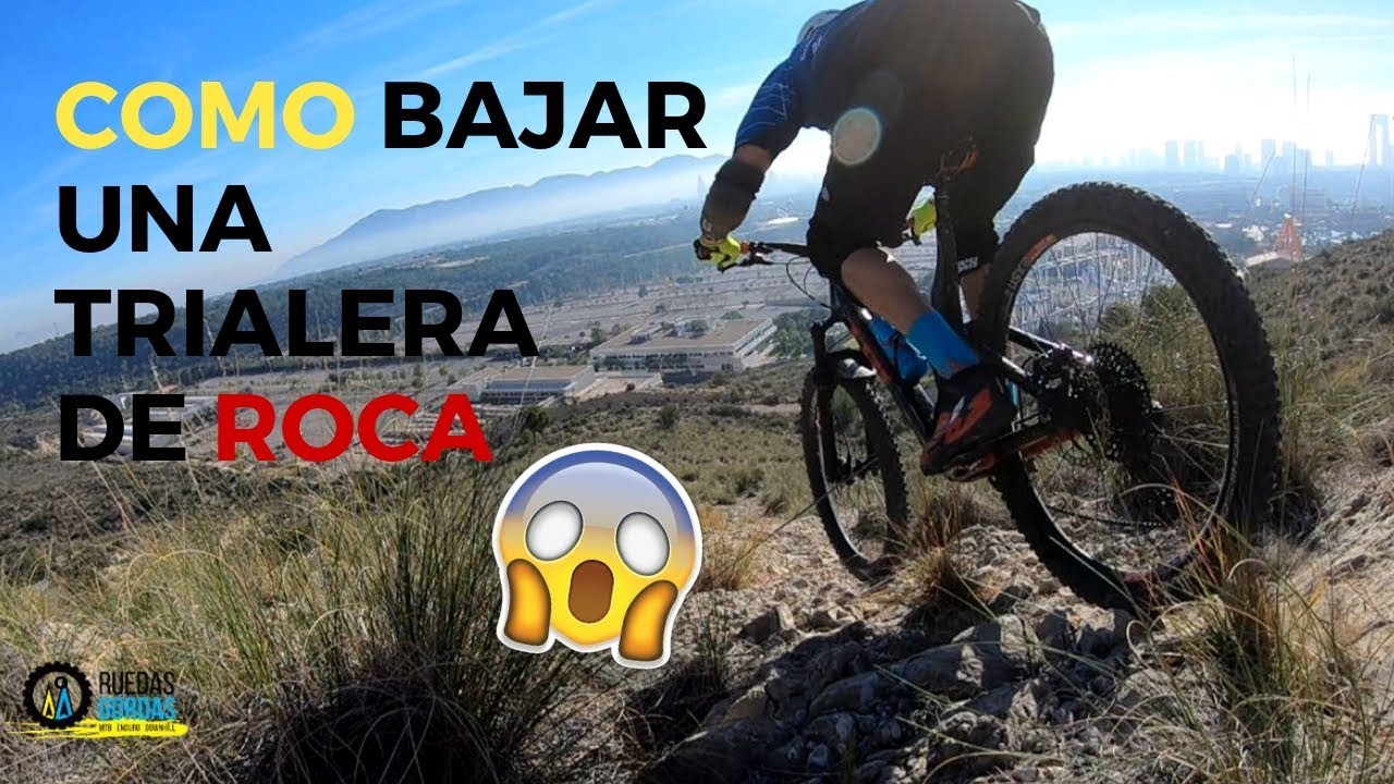 🟡 Como bajar UNA TRIALERA DE ROCA INCLINADA  en MTB 💙