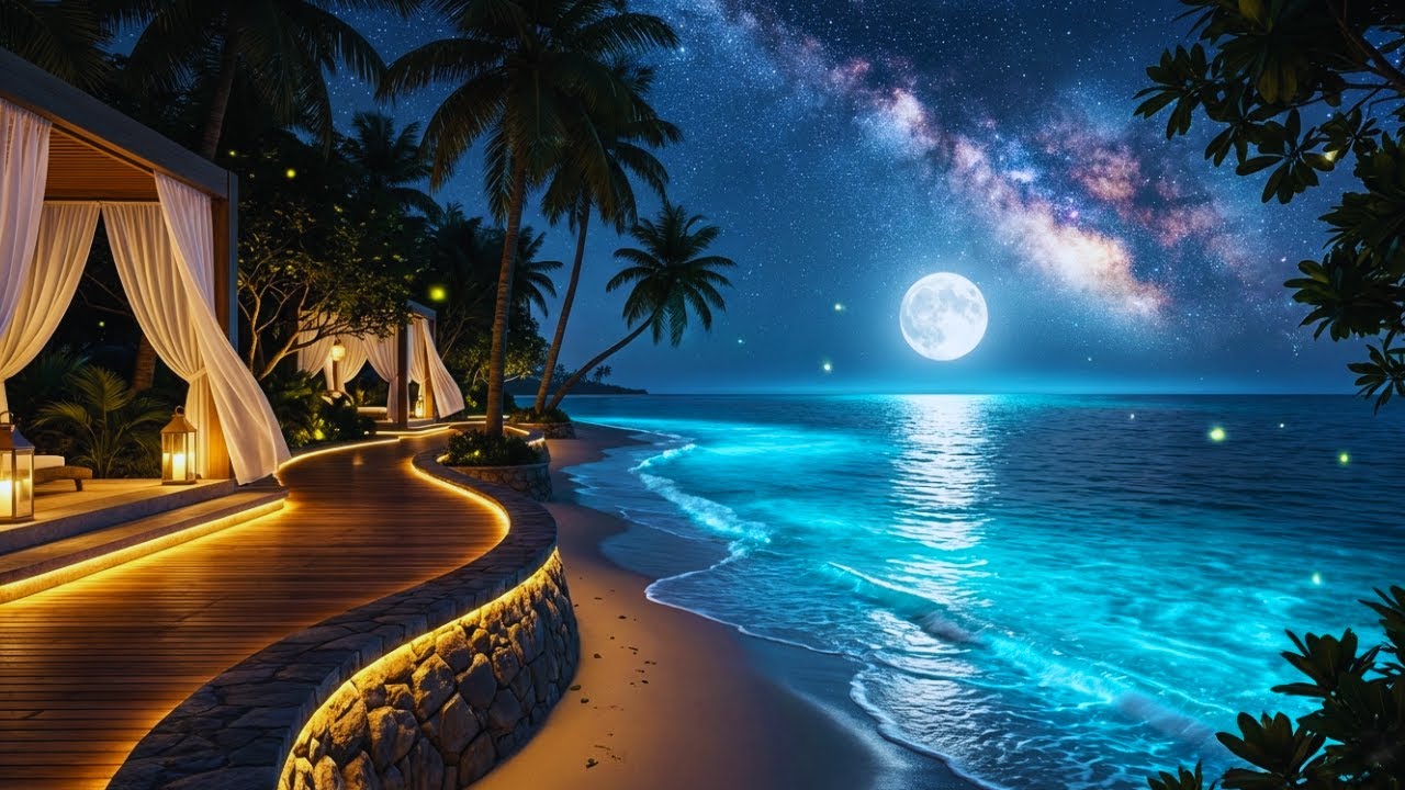Fall Asleep Instantly No Ads Soothing Night Beach Jazz Calming Waves