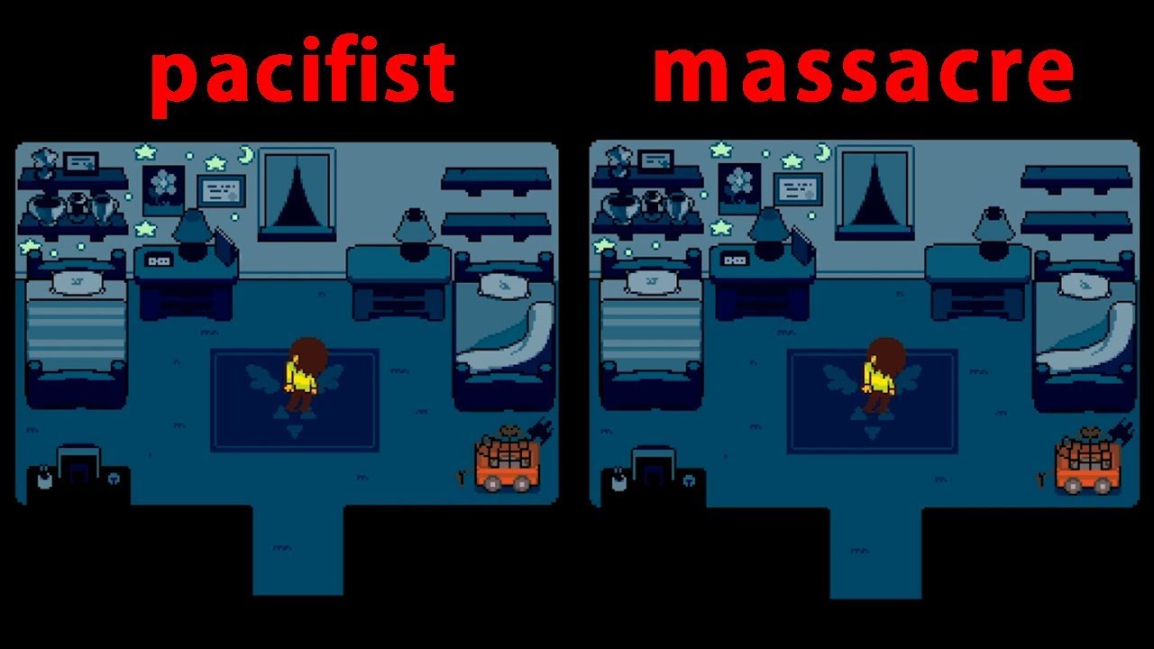 Deltarune Pacifist & Massacre play comparison