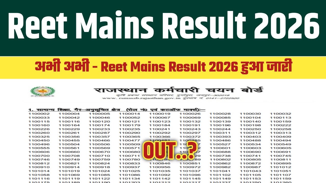 Reet Mains Result 2026 OUT!Reet Mains Result 2026 Kaise Check Kare!!Reet Mains Result 2026Kab aaega