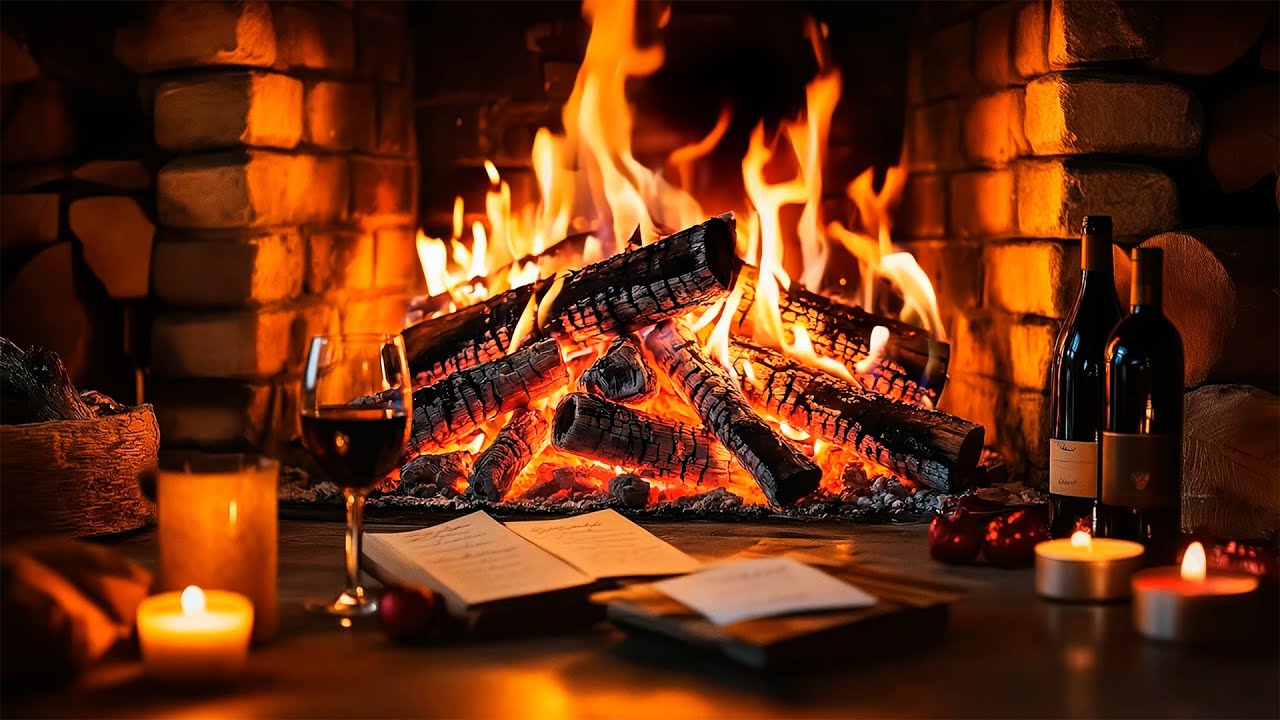 Вечер у камина 12 часов 🔥 Мягкое горение поленьев и нежное потрескивание (без музыки)